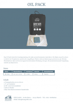 Oilpack Datenblatt